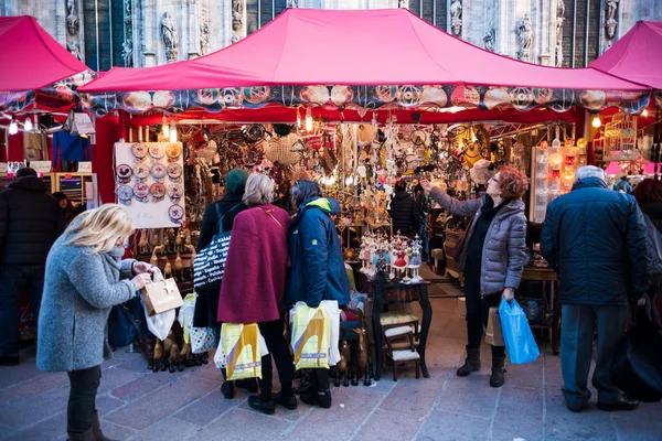 Christmas stands in Milan — Stock Photo, Image