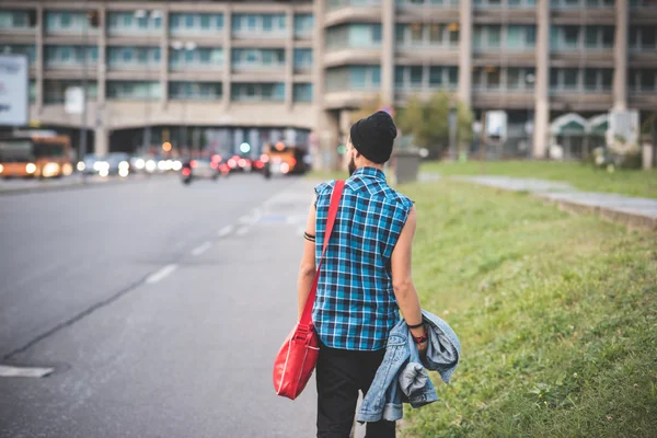 Homem hipster barbudo — Fotografia de Stock