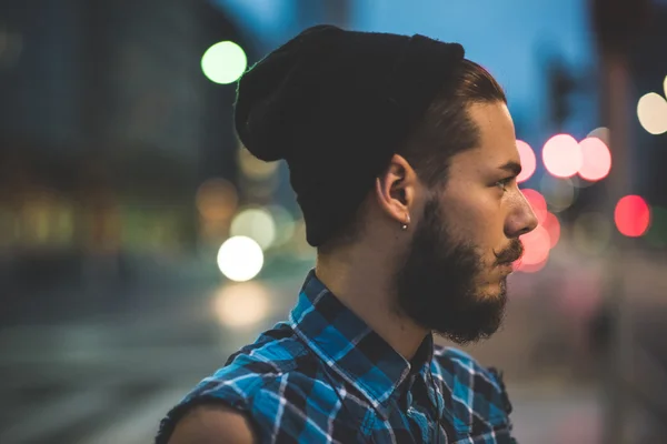 Hombre hipster barbudo — Foto de Stock