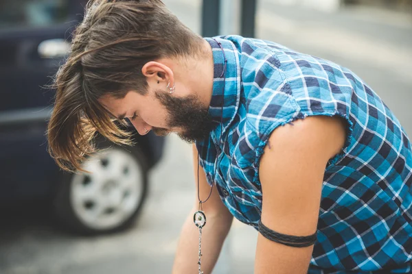 Hombre hipster barbudo — Foto de Stock