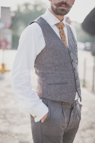 Man with big moustache on the street — Stock Photo, Image