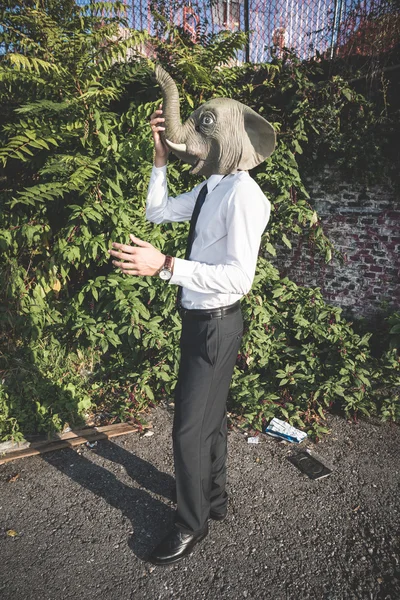 Man i elefant mask — Stockfoto