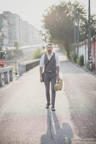 Bonito grande bigode hipster homem — Fotografia de Stock