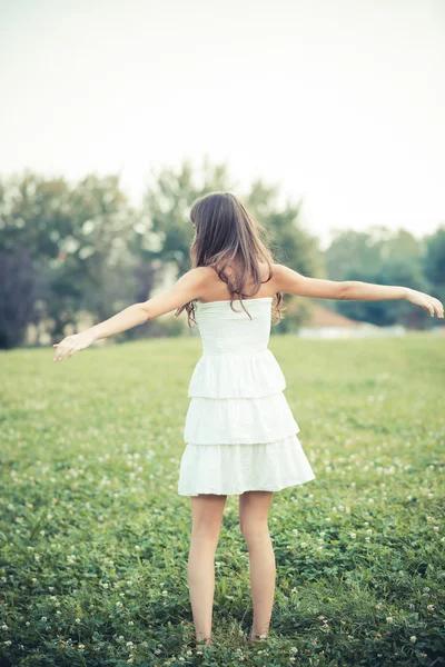 Woman with white dress — Stock Photo, Image