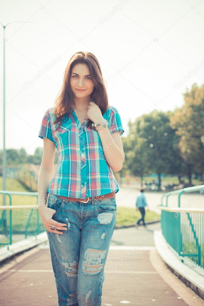 beautiful young hipster woman