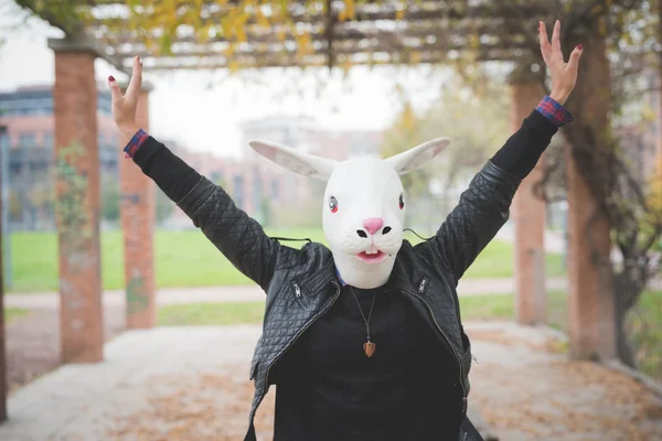 Woman with rabbit mask — Stock Photo, Image