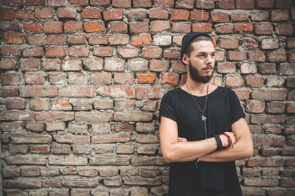 Guapo barbudo hipster hombre — Foto de Stock