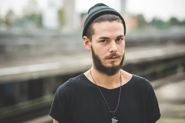 Beau barbu hipster man — Photo