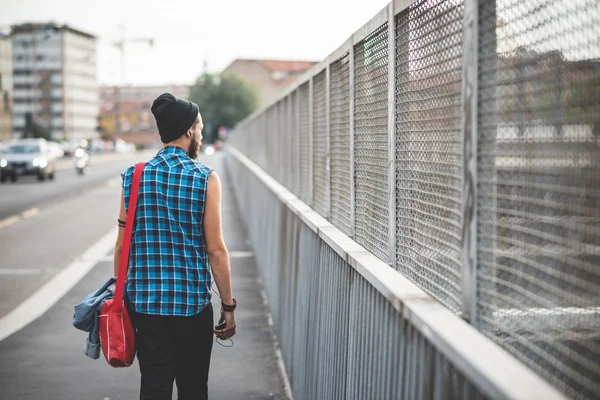 Stilig skäggiga hipster man — Stockfoto