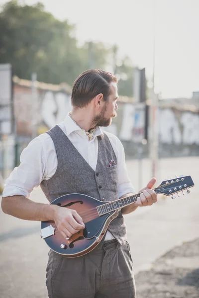 Knappe grote snor hipster man — Stockfoto