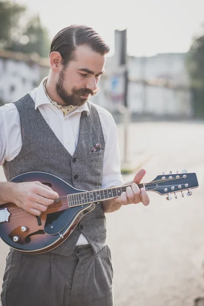 Bonito grande bigode hipster homem — Fotografia de Stock