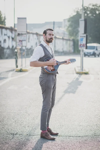 Snygg stor mustasch hipster man — Stockfoto