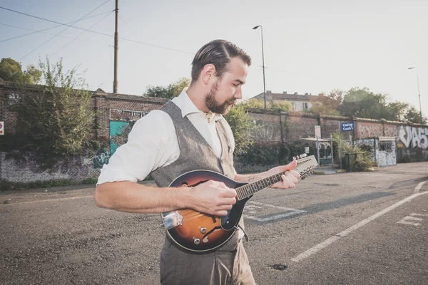 Knappe grote snor hipster man — Stockfoto