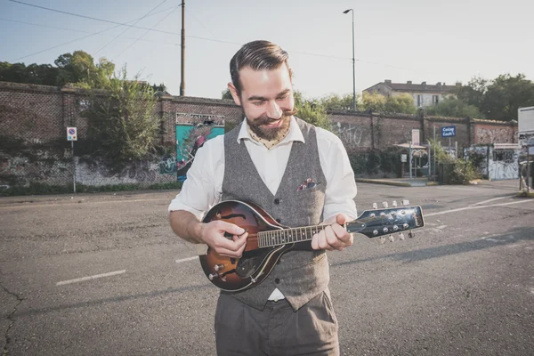 Bonito grande bigode hipster homem — Fotografia de Stock