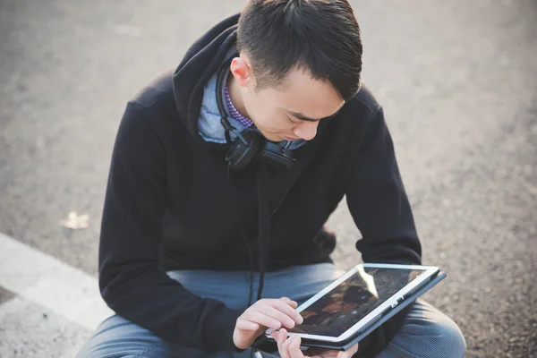 crazy funny man listening music