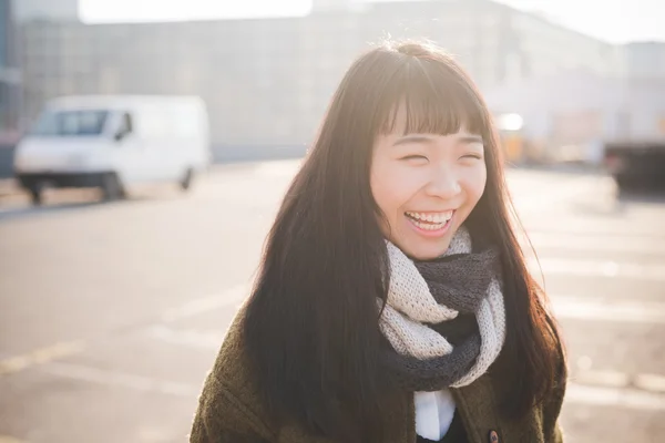 Beautiful asian hipster woman — Stock Photo, Image