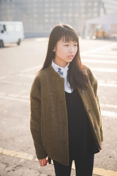 Young beautiful asian hipster woman — Stock Photo, Image