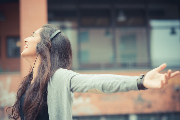 woman listening music