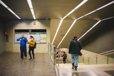 Interior of metro barcelona station clipart