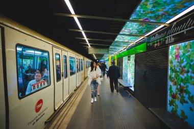 Interior of metro barcelona station clipart
