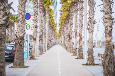 Barceloneta insanlar yürüyüş