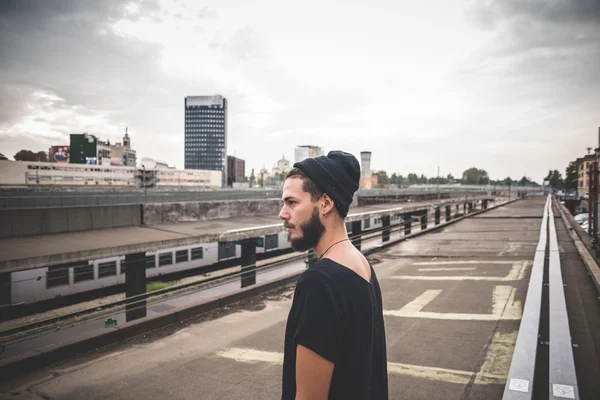 Handsome bearded hipster man — Stock Photo, Image