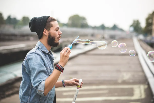 Handsome bearded hipster man — Stock Photo, Image