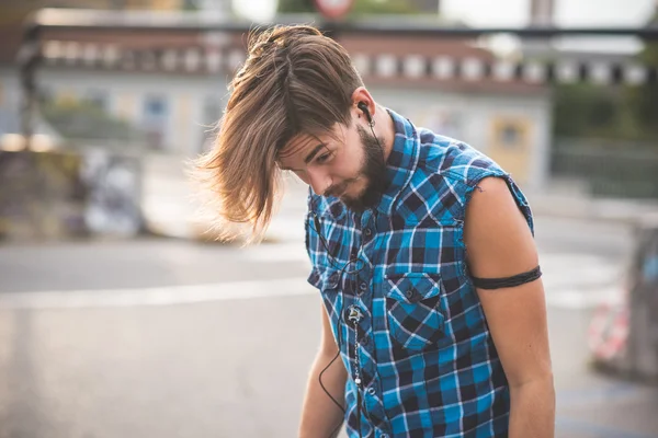 Handsome bearded hipster man — Stock Photo, Image