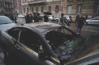 tezahürü Milano'da düzenlenen 1 Mayıs 2015