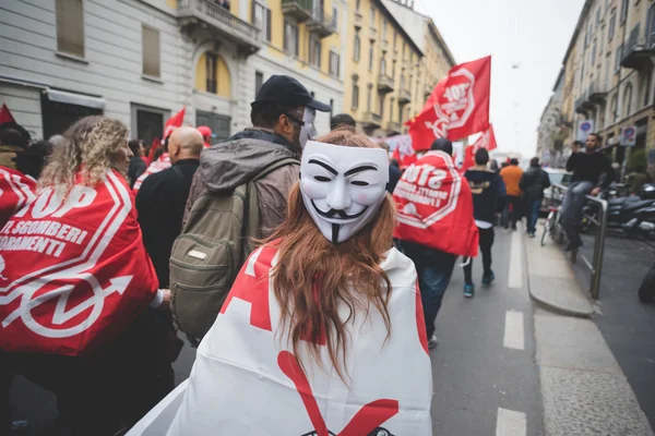 Manifestación no expo celebrada en Milán mayo 1, 2015 — Foto de Stock