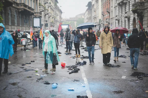 Manifestationen ingen expo hölls i Milano den 1 maj, 2015 — Stockfoto