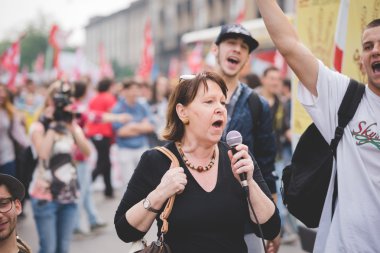 Students manifestation in Milan clipart