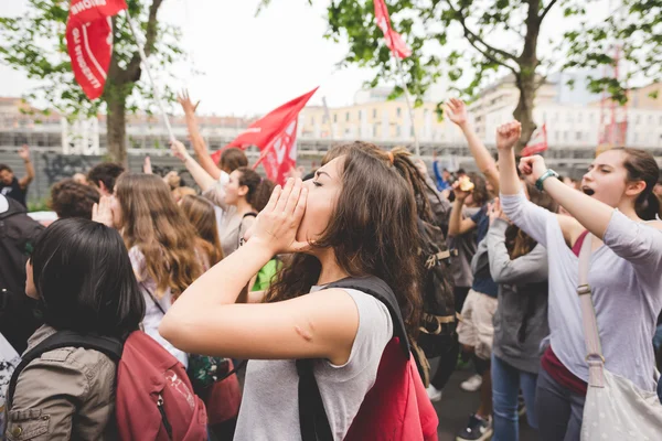 Manifestace studentů v Miláně — Stock fotografie