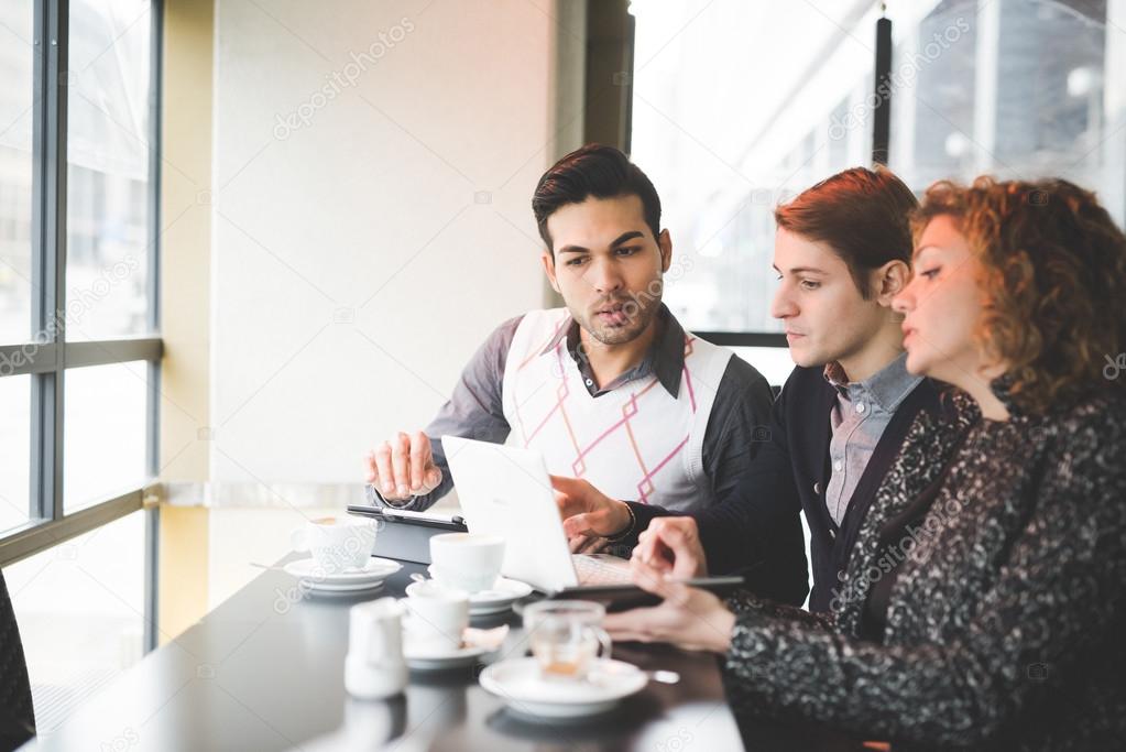 modern business people with devices
