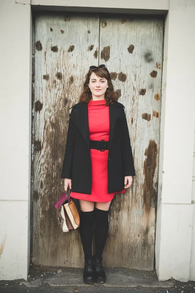 Young hipster woman in city — Stock Photo, Image