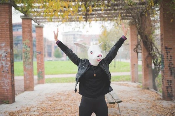 Young woman in Rabbit mask — 图库照片