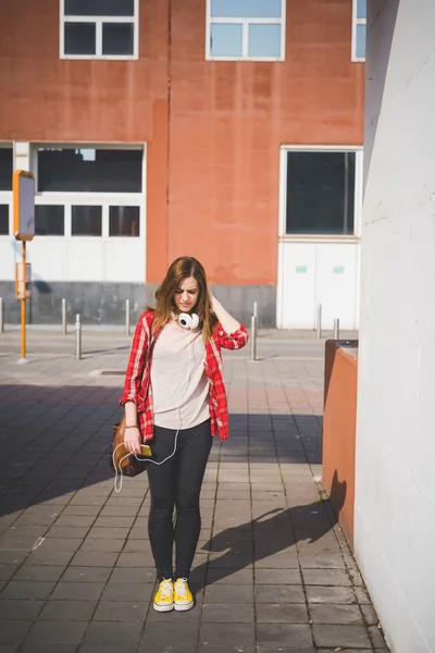 Young  hipster girl in city — Stock Photo, Image