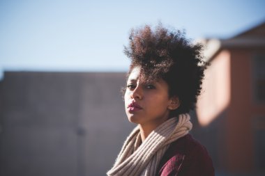 Beautiful black curly hair woman