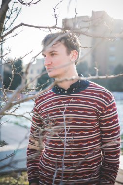 young handsome anbd thoughtful man