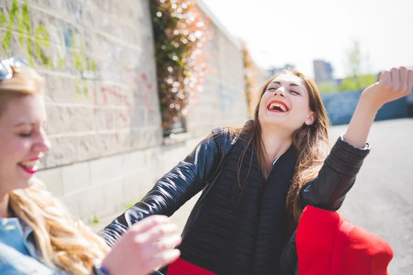 Two young girls having fun — Stock Photo, Image