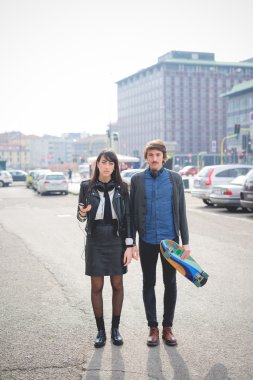 Genç güzel şehirde Çift