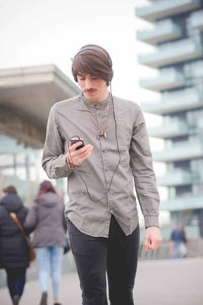 Handsome caucasian man with moustache — Stock Photo, Image