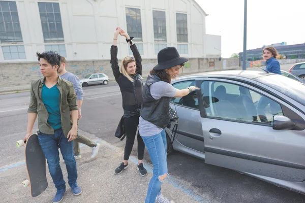 Group of young multiethnic friends having fun — Stock Photo, Image