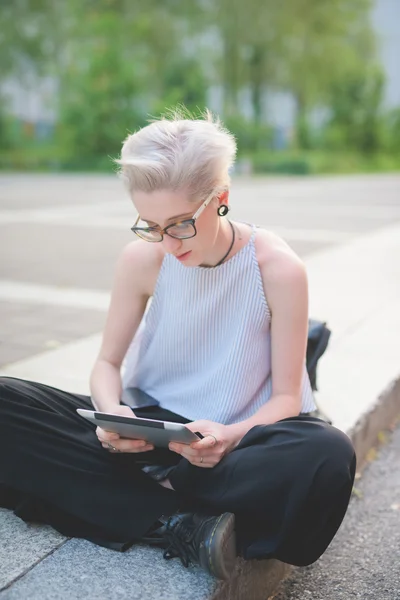 Blonde italian woman  designer — Stock Photo, Image