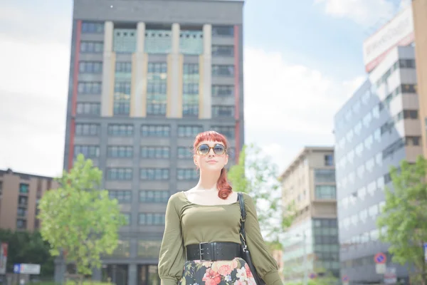 Young handsome redhead caucasian woman posing — Stock Photo, Image