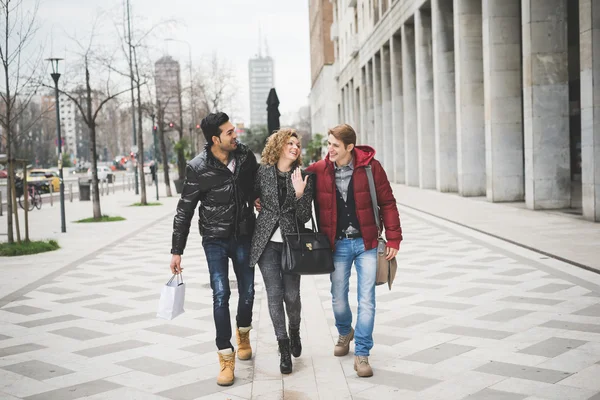 Multiracial group of two men and woman — Stock Photo, Image