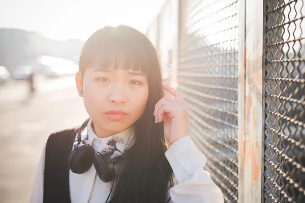 Young beautiful asian hipster woman — Stock Photo, Image