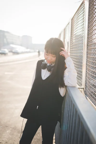 Young beautiful asian hipster woman — Stock Photo, Image