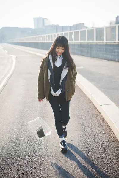 Young beautiful asian hipster woman — Stock Photo, Image