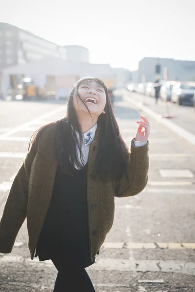 Young beautiful asian hipster woman — Stock Photo, Image